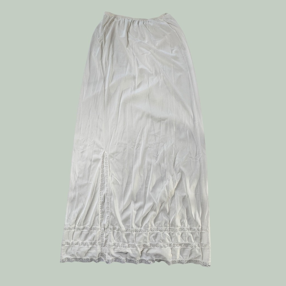 Unbranded Maxi Half Slip Womens S Ivory Excellent Lace Trim Side Slit Vintage